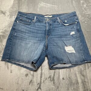 Levis Women's Jean Shorts Size 18W Mid Length Shorts Distressed Denim
